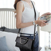 Clara | Retro Leather Shoulder Bag with Crocodile Pattern