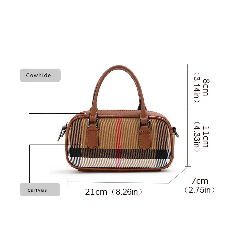 Iris | Vintage Plaid Canvas Shoulder Bag