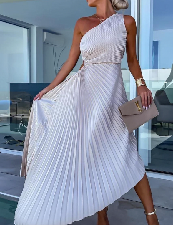Halley | Chic Women's One Shoulder Midi Dress