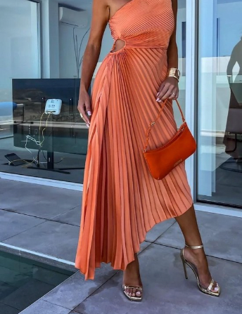 Halley | Chic Women's One Shoulder Midi Dress