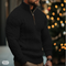 Men's Cable Knit Sweater - Half Zip - High Collar - Warm & Comfortable Fit-3