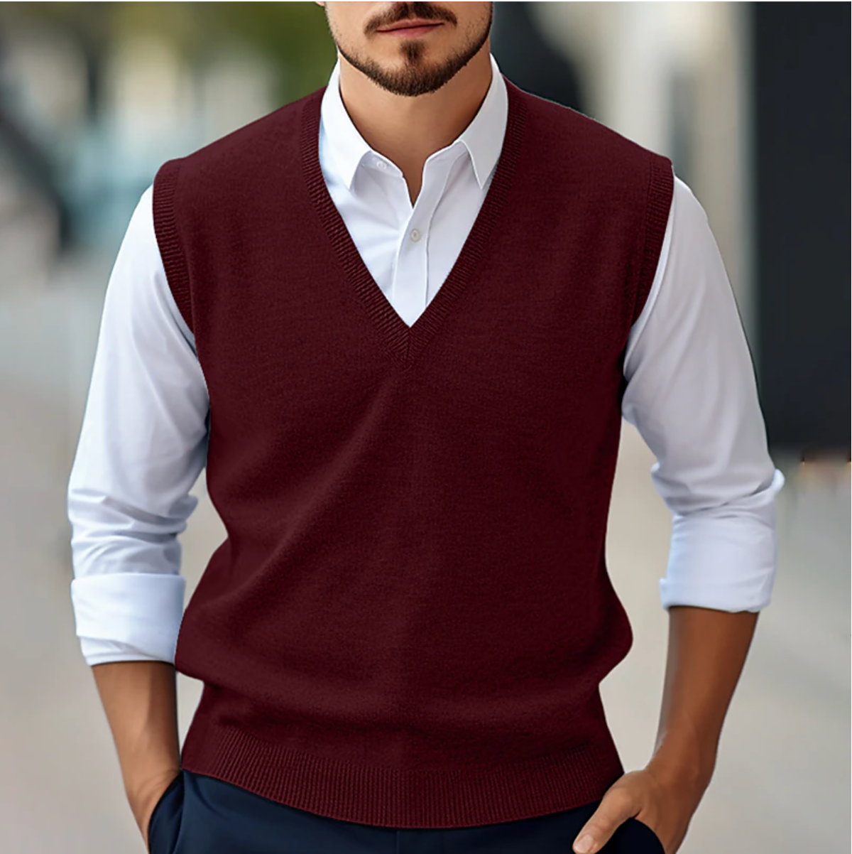 Men’s Sleeveless V-Neck Sweater – Fine Knit – Classic Fit – Ribbed Trim – Smart Layering-3