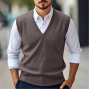 Men’s Sleeveless V-Neck Sweater – Fine Knit – Classic Fit – Ribbed Trim – Smart Layering-4