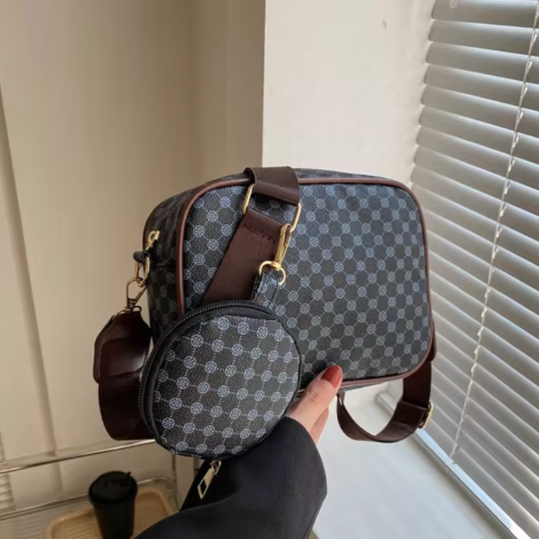 Eva | Leather Shoulder Bag Set with Geometric Pattern