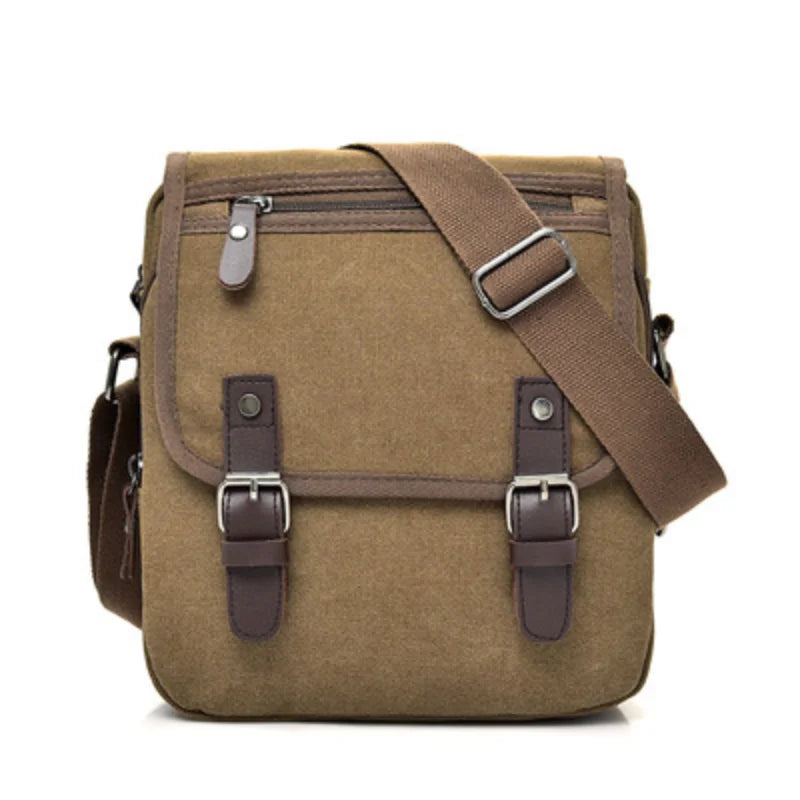 Luca | Small Canvas Crossbody Messenger Bag with Multiple Compartments