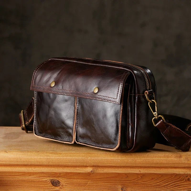 Elias | Men's Cowhide Leather Crossbody Travel Messenger Bag
