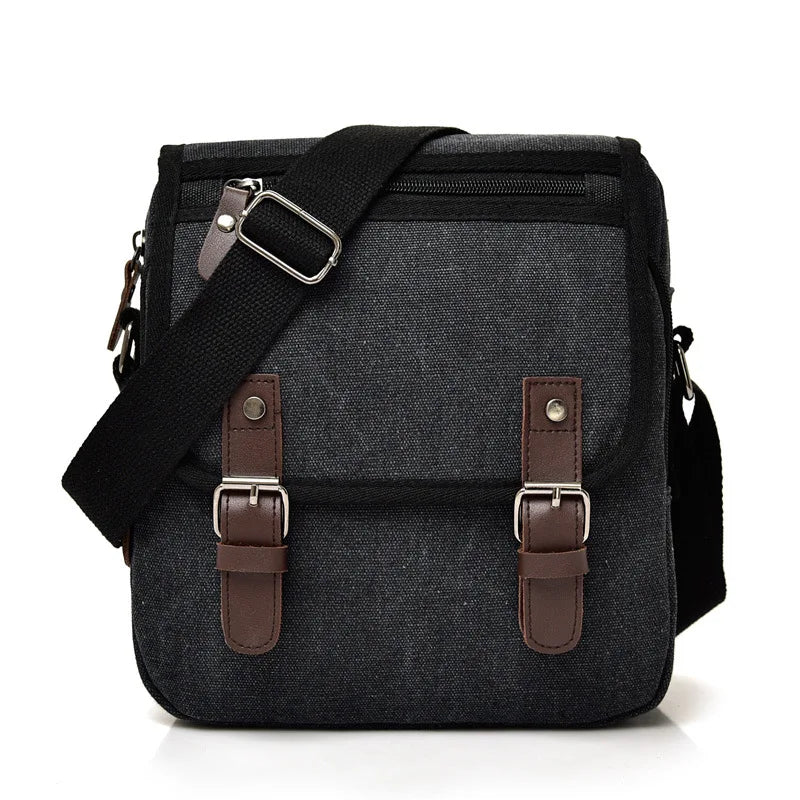 Luca | Small Canvas Crossbody Messenger Bag with Multiple Compartments