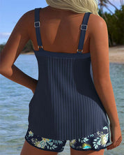 Stylish Striped Tankini with Comfortable Beach Shorts for Women 1