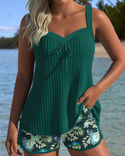 Stylish Striped Tankini with Comfortable Beach Shorts for Women 3