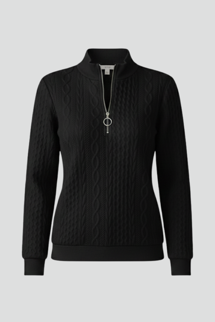 Stylish Women's Jumper with Zip Neck for Casual Elegance - Flattering Fit & Chic Design 1