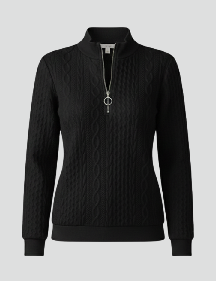 Stylish Women's Jumper with Zip Neck for Casual Elegance - Flattering Fit & Chic Design 1