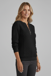 Stylish Women's Jumper with Zip Neck for Casual Elegance - Flattering Fit & Chic Design 3