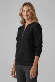 Stylish Women's Jumper with Zip Neck for Casual Elegance - Flattering Fit & Chic Design 4