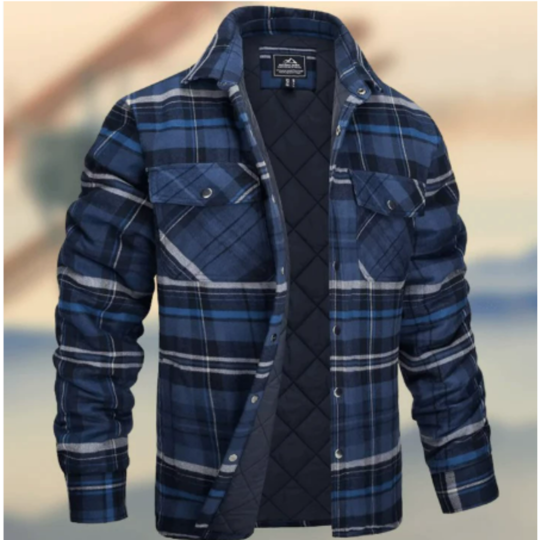 Men's button down warm shirt jacket | Long -sleeved-5