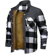 Men's warm checkered shirt jacket | Down button-2