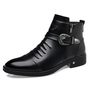 Men's slip-on leather mid-rise boots
