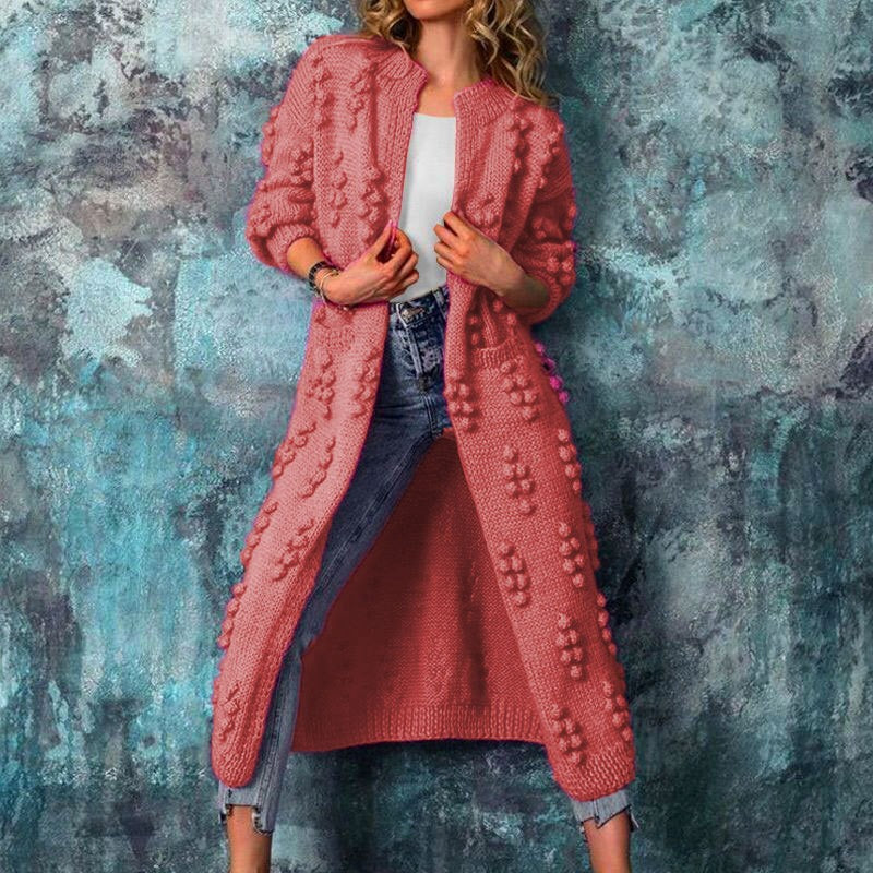 Long female sweater with wave pattern - warm & elegant