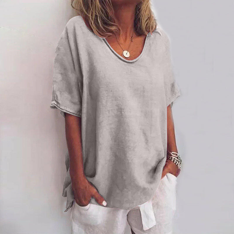 White Loose Blouse for Women - Elegant Summer Top with Flattering Fit and Lightweight Comfort 0