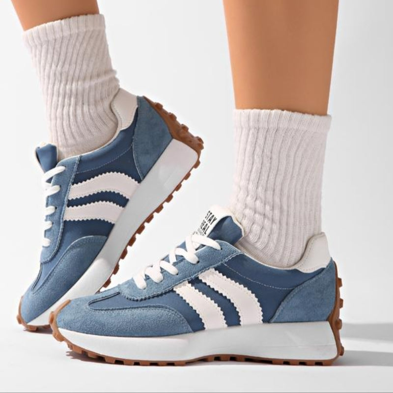 White Sneakers Women with Arch Support - Women's Retro Platform Casual Lace-Up Trainers 3