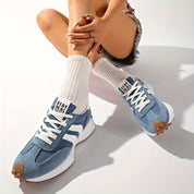 White Sneakers Women with Arch Support - Women's Retro Platform Casual Lace-Up Trainers 4