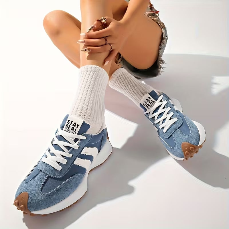 White Sneakers Women with Arch Support - Women's Retro Platform Casual Lace-Up Trainers 4