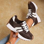 White Sneakers Women with Arch Support - Women's Retro Platform Casual Lace-Up Trainers 5