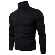 Men's Turtleneck Sweater - Cable Knit - Warm & Textured - Ribbed Cuffs & Hem-2