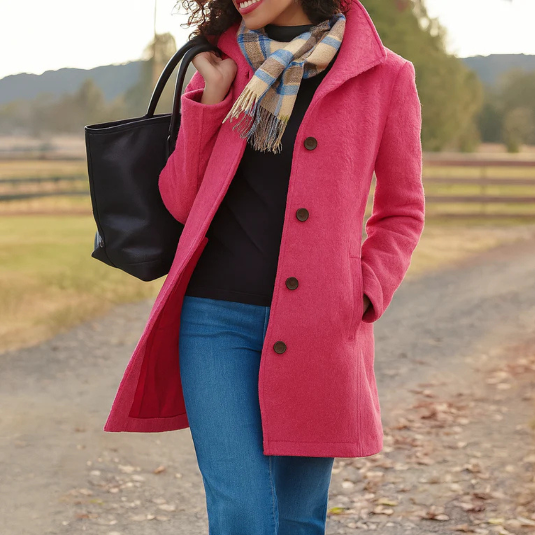 Winter Coats Women - Tailored Long Wool Coat for Sophisticated Style with Button Front and Pockets 4