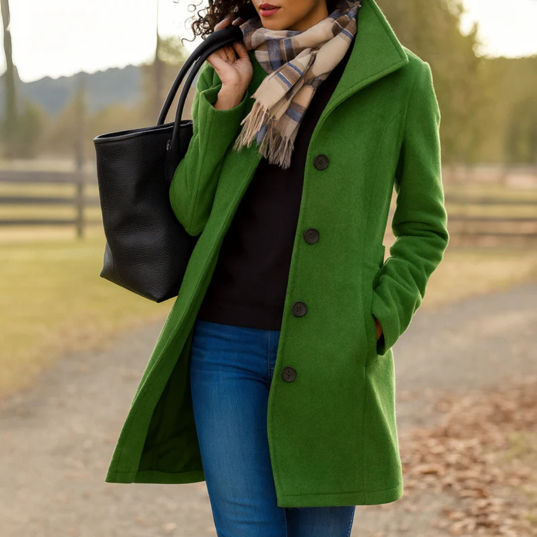Winter Coats Women - Tailored Long Wool Coat for Sophisticated Style with Button Front and Pockets 5