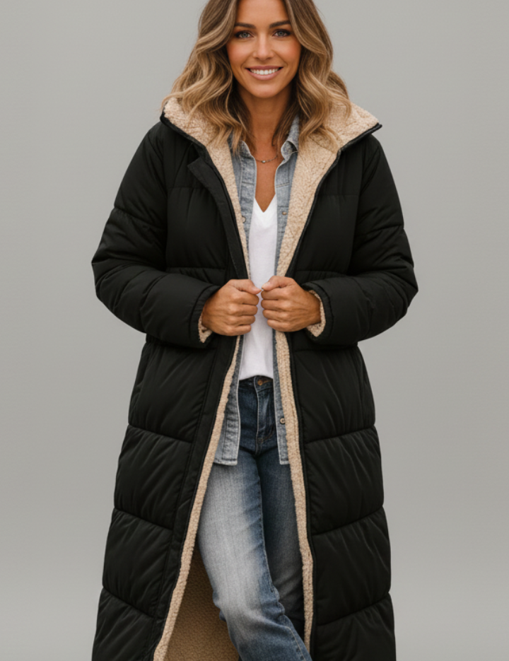 Winter Coats Women Long Hooded Coat with Zip Closure and Pockets for Stylish Warmth 0