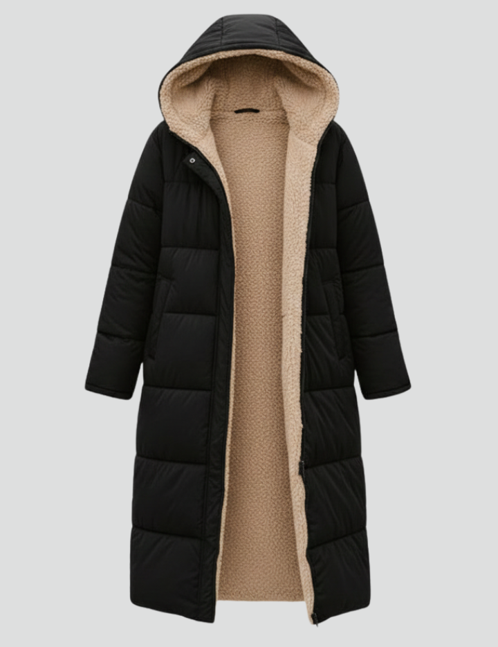 Winter Coats Women Long Hooded Coat with Zip Closure and Pockets for Stylish Warmth 1