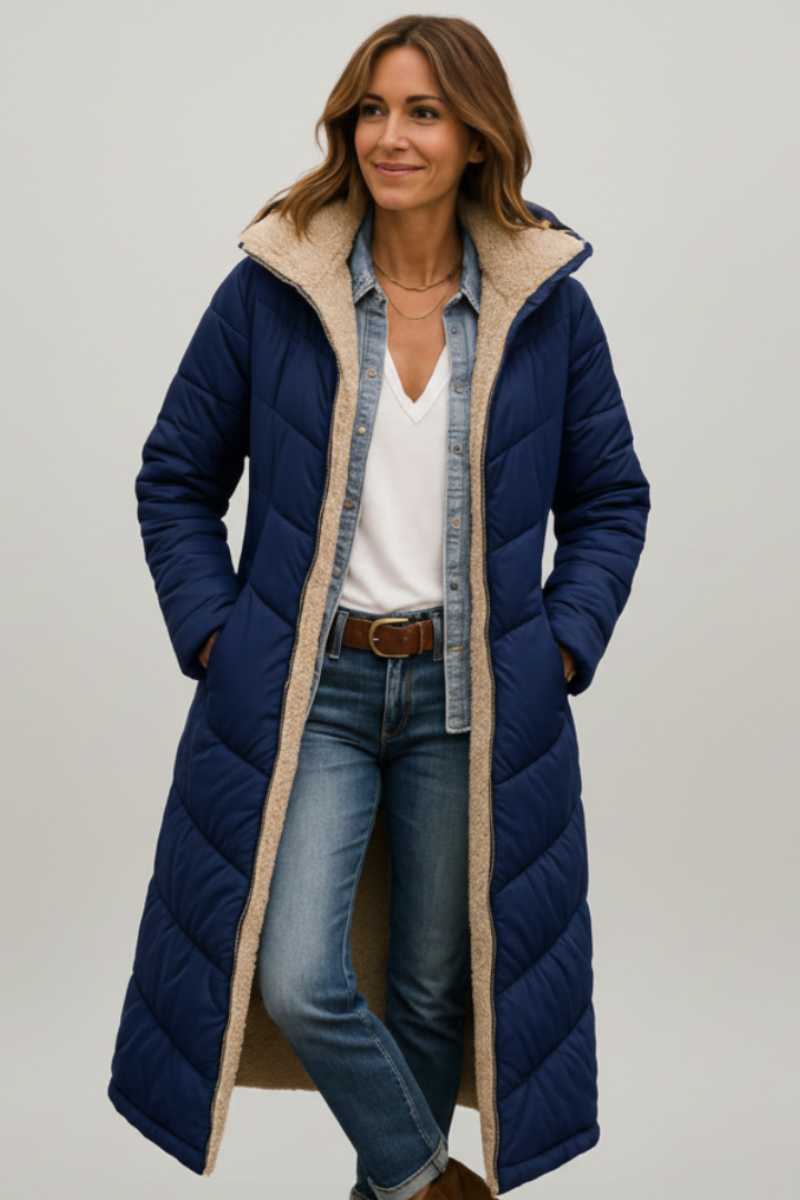 Winter Coats Women Long Hooded Coat with Zip Closure and Pockets for Stylish Warmth 4