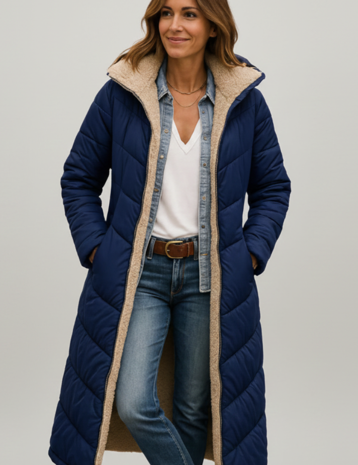 Winter Coats Women Long Hooded Coat with Zip Closure and Pockets for Stylish Warmth 4