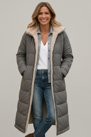 Winter Coats Women Long Hooded Coat with Zip Closure and Pockets for Stylish Warmth 5
