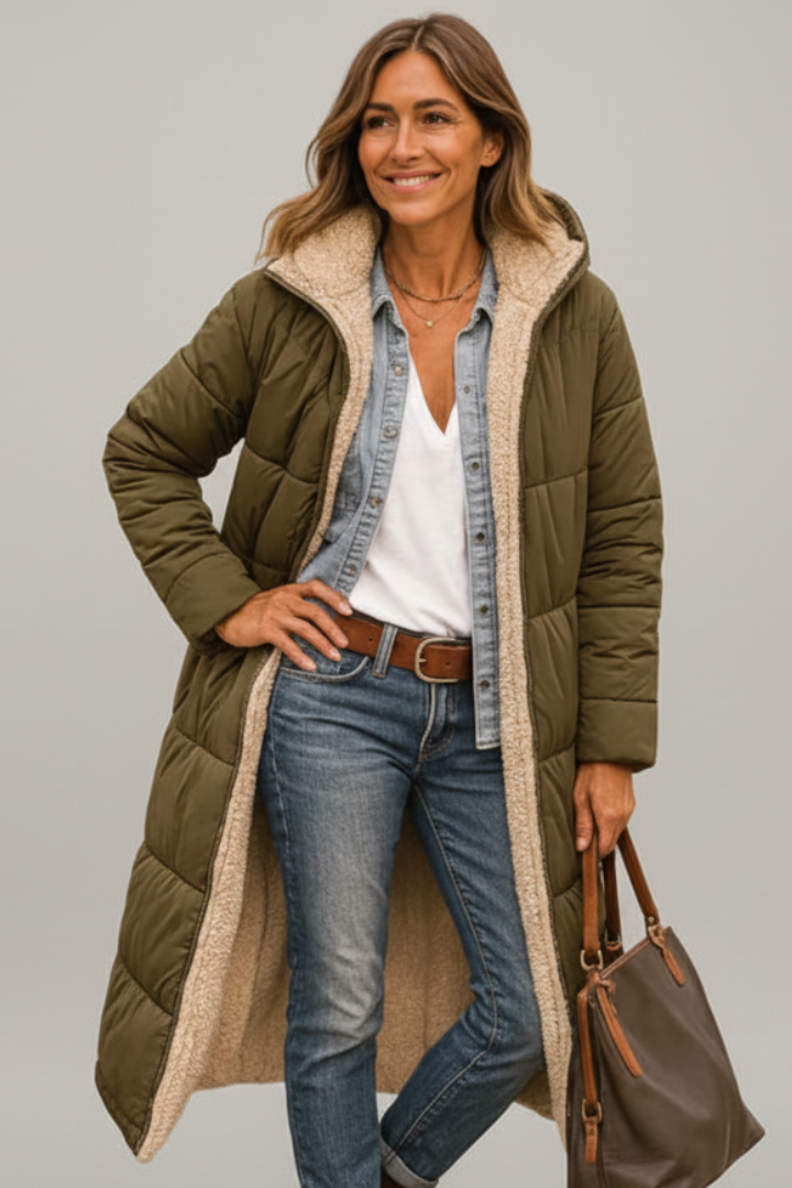 Winter Coats Women Long Hooded Coat with Zip Closure and Pockets for Stylish Warmth 6