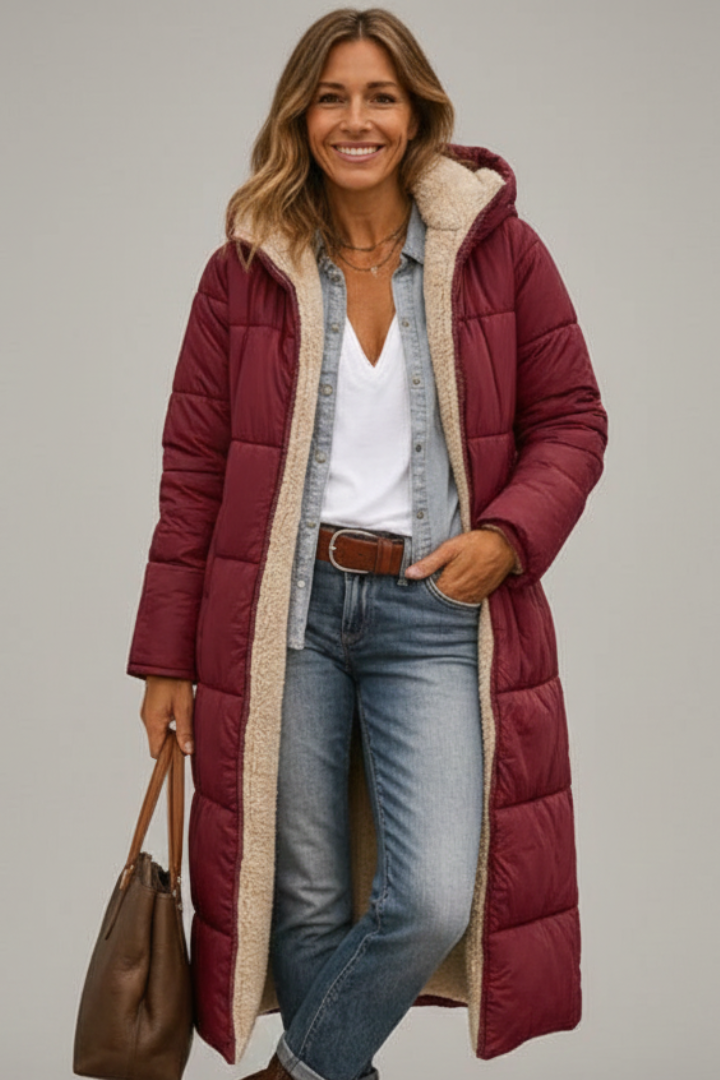 Winter Coats Women Long Hooded Coat with Zip Closure and Pockets for Stylish Warmth 7