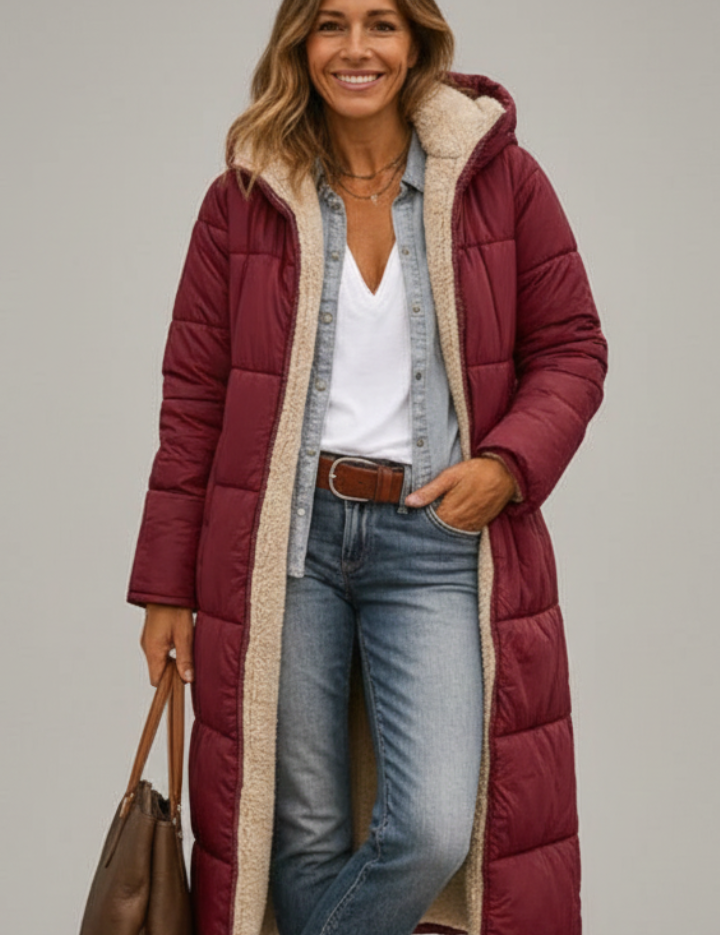 Winter Coats Women Long Hooded Coat with Zip Closure and Pockets for Stylish Warmth 7