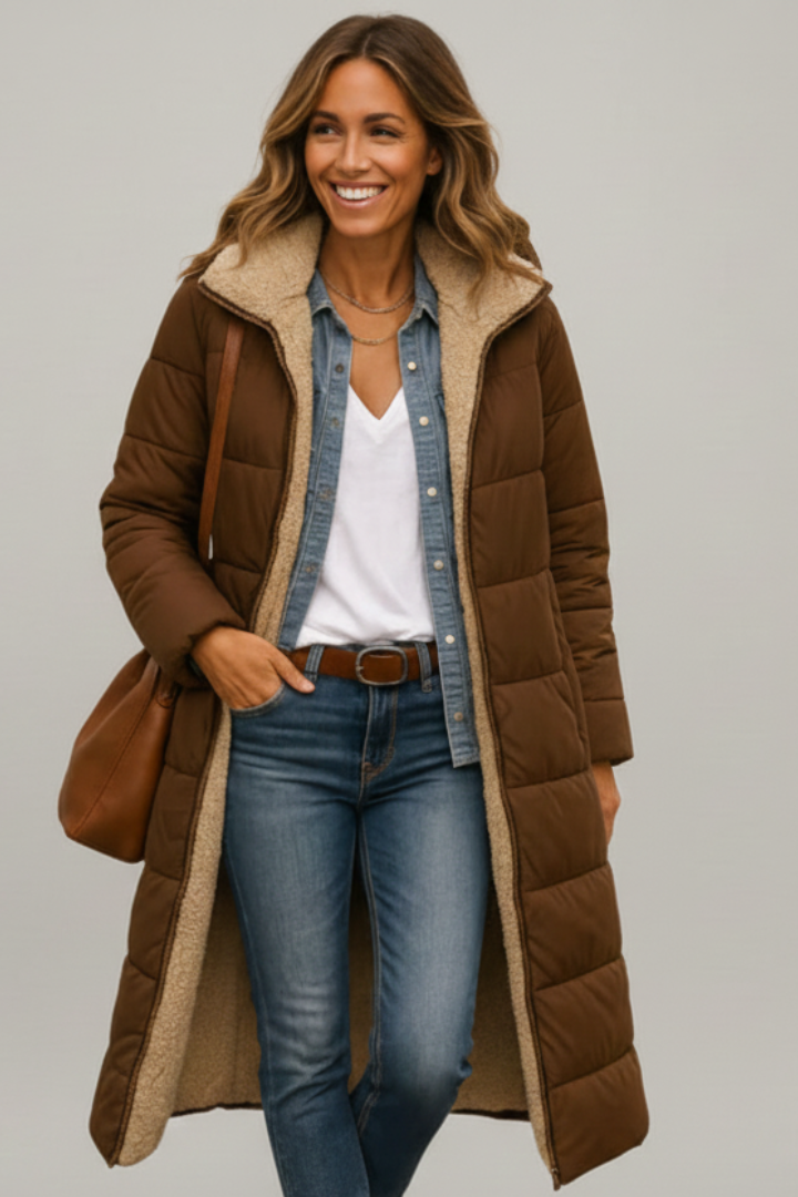 Winter Coats Women Long Hooded Coat with Zip Closure and Pockets for Stylish Warmth 8