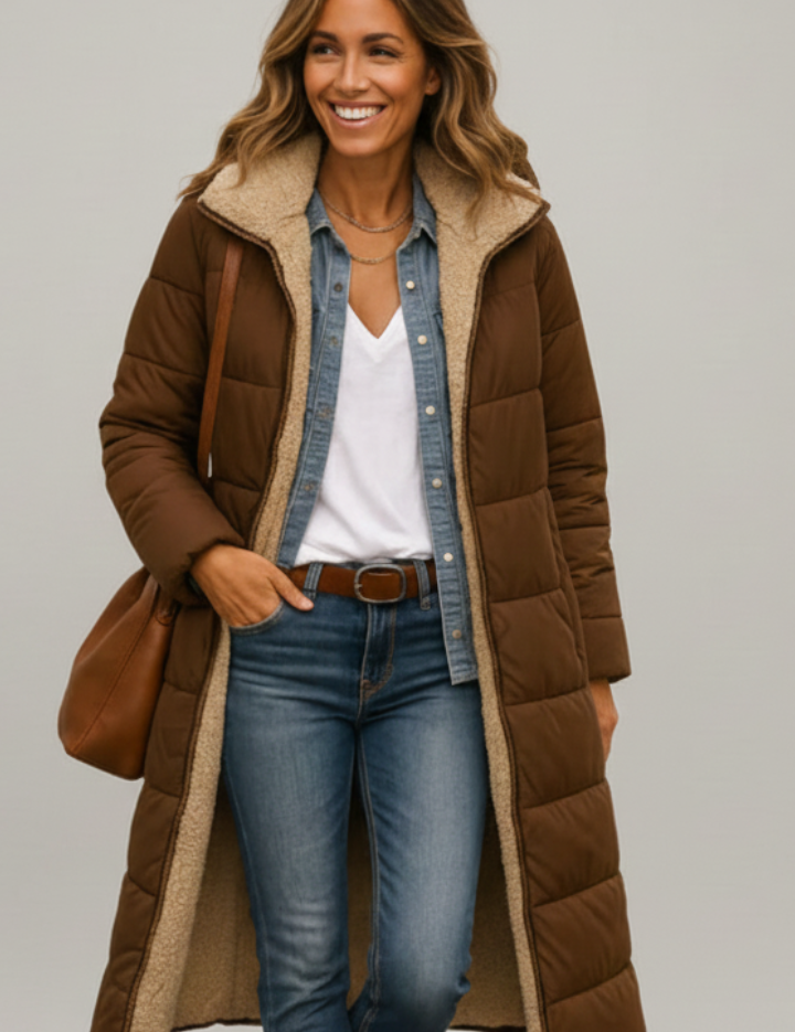 Winter Coats Women Long Hooded Coat with Zip Closure and Pockets for Stylish Warmth 8