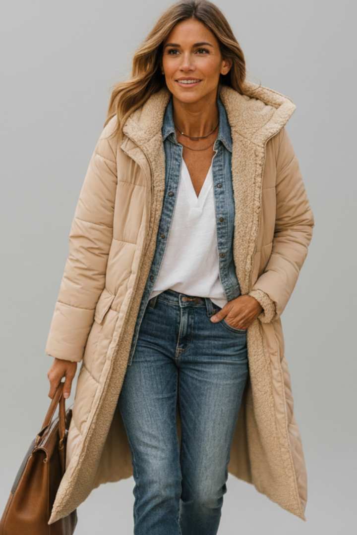 Winter Coats Women Long Hooded Coat with Zip Closure and Pockets for Stylish Warmth 9