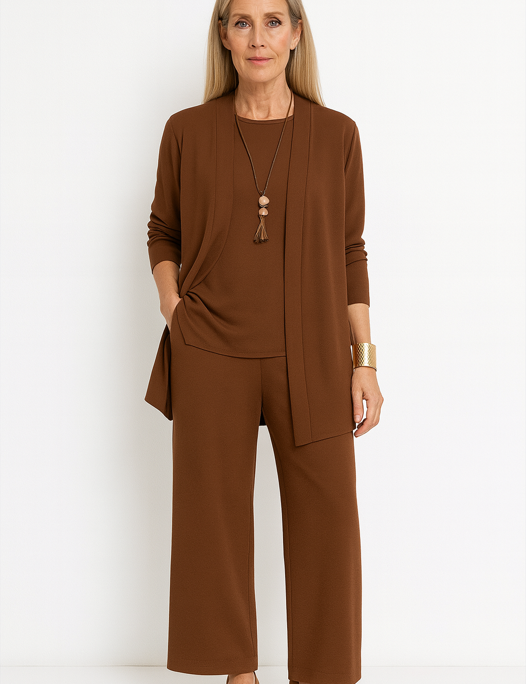 Women's 3-Piece Cardigan Set with Wide Leg Trousers - Versatile Autumn Outfit 5