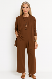 Women's 3-Piece Cardigan Set with Wide Leg Trousers - Versatile Autumn Outfit 5