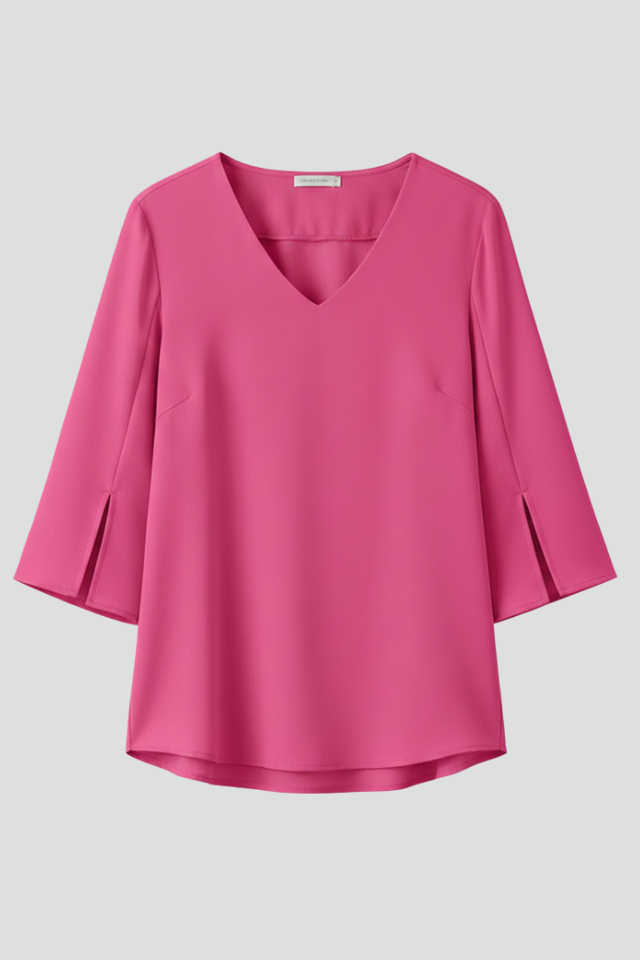 Women's Blouse - V Neckline Short Sleeve Blouse with Pocket - Stylish Summer Tops for Women 1