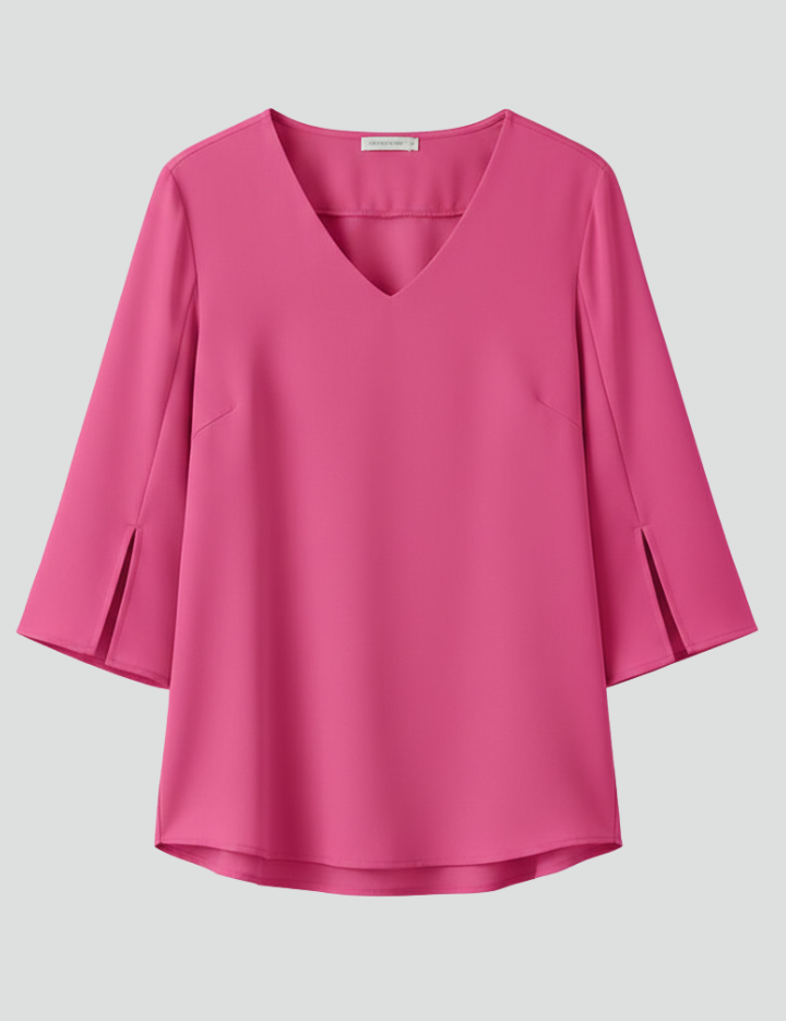 Women's Blouse - V Neckline Short Sleeve Blouse with Pocket - Stylish Summer Tops for Women 1