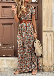 Women's Boho Maxi Dress - Airy Summer Dress with Matching Belt for Effortless Style 4