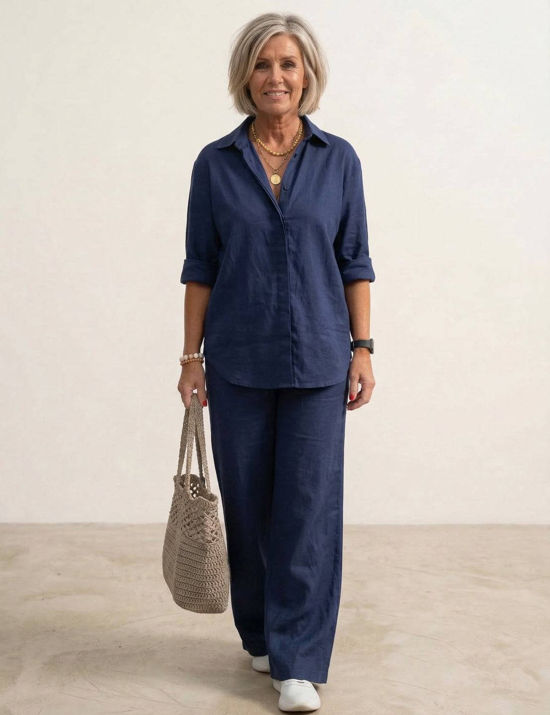 Women's Co Ord Set - Oversized Shirt & Wide Leg Trousers - Stylish Two Piece Sets for Effortless Casual Look 0