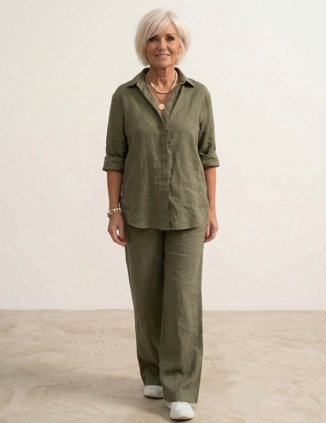 Women's Co Ord Set - Oversized Shirt & Wide Leg Trousers - Stylish Two Piece Sets for Effortless Casual Look 2