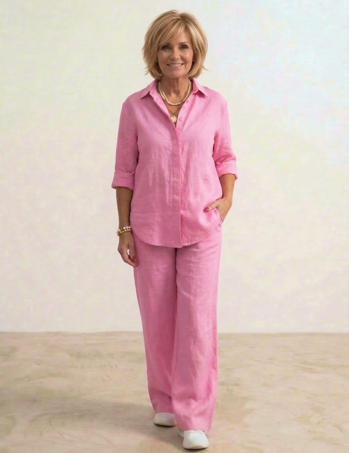 Women's Co Ord Set - Oversized Shirt & Wide Leg Trousers - Stylish Two Piece Sets for Effortless Casual Look 5