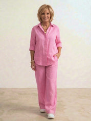 Women's Co Ord Set - Oversized Shirt & Wide Leg Trousers - Stylish Two Piece Sets for Effortless Casual Look 5