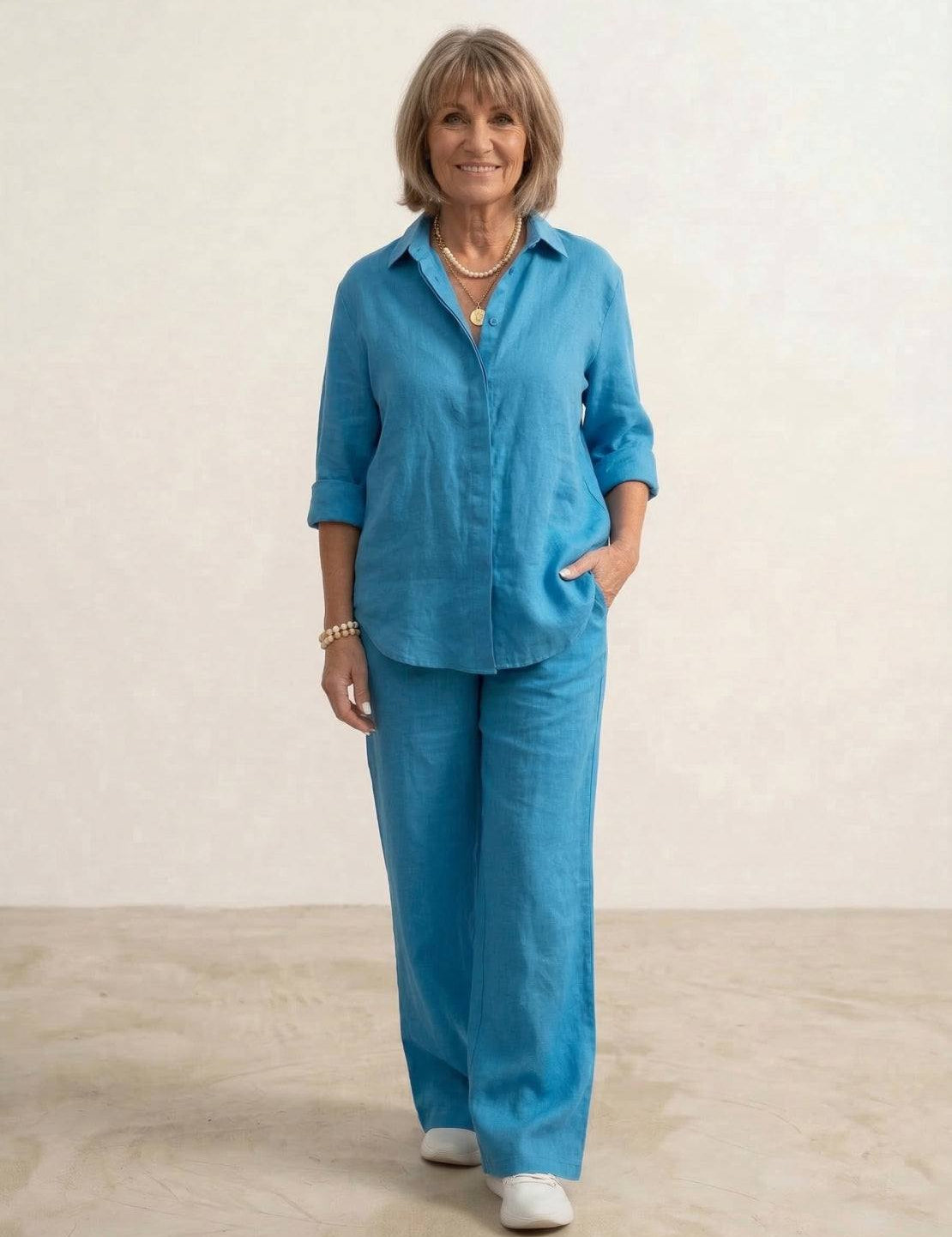 Women's Co Ord Set - Oversized Shirt & Wide Leg Trousers - Stylish Two Piece Sets for Effortless Casual Look 7